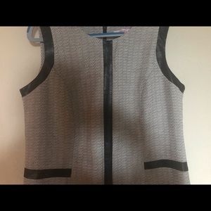 gray with leather trim dress